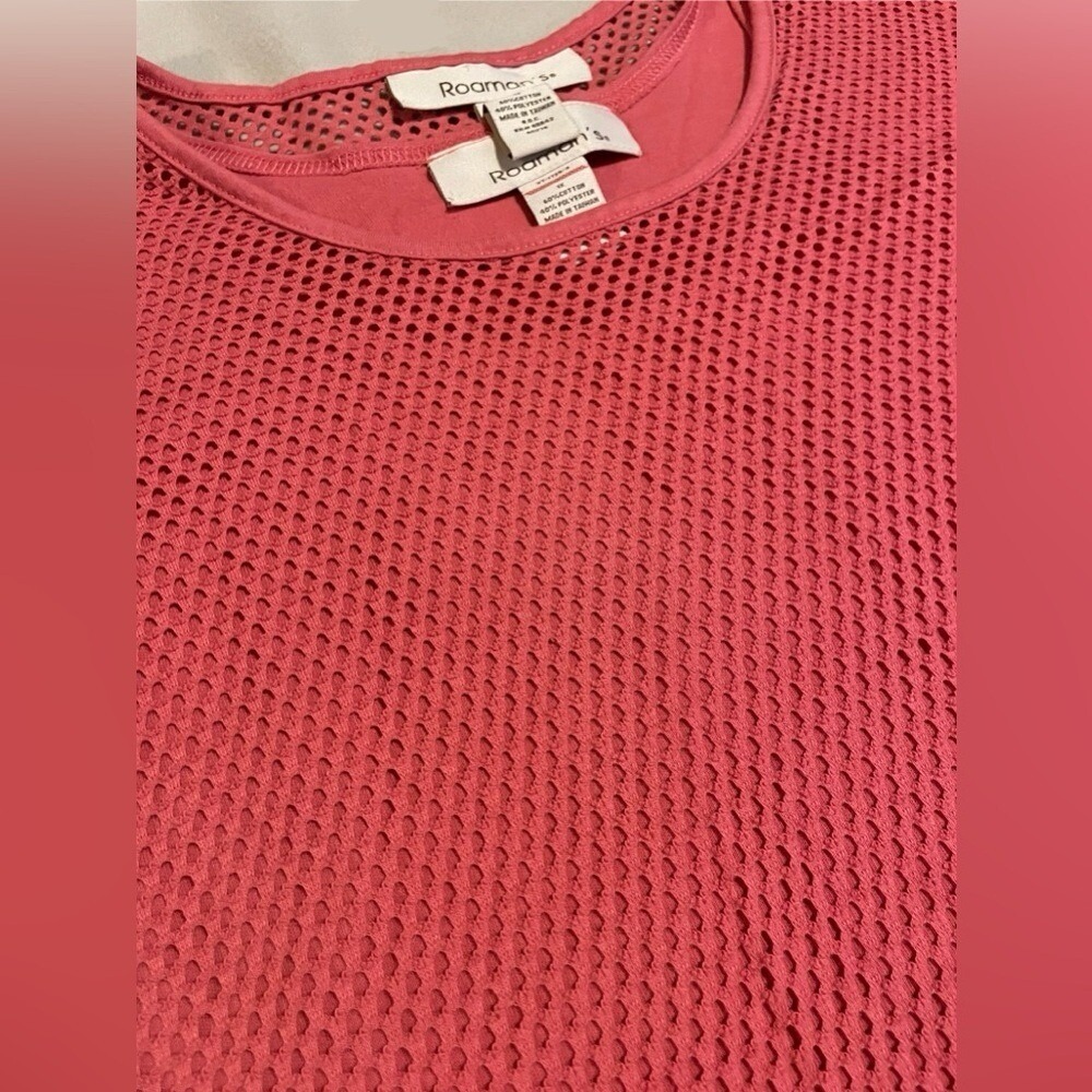 Roaman's Pink Tank Top & See Through Mesh Netted Cover Shirt Women's Size 1X - Picture 2 of 8